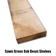 sawn green oak beam shelves